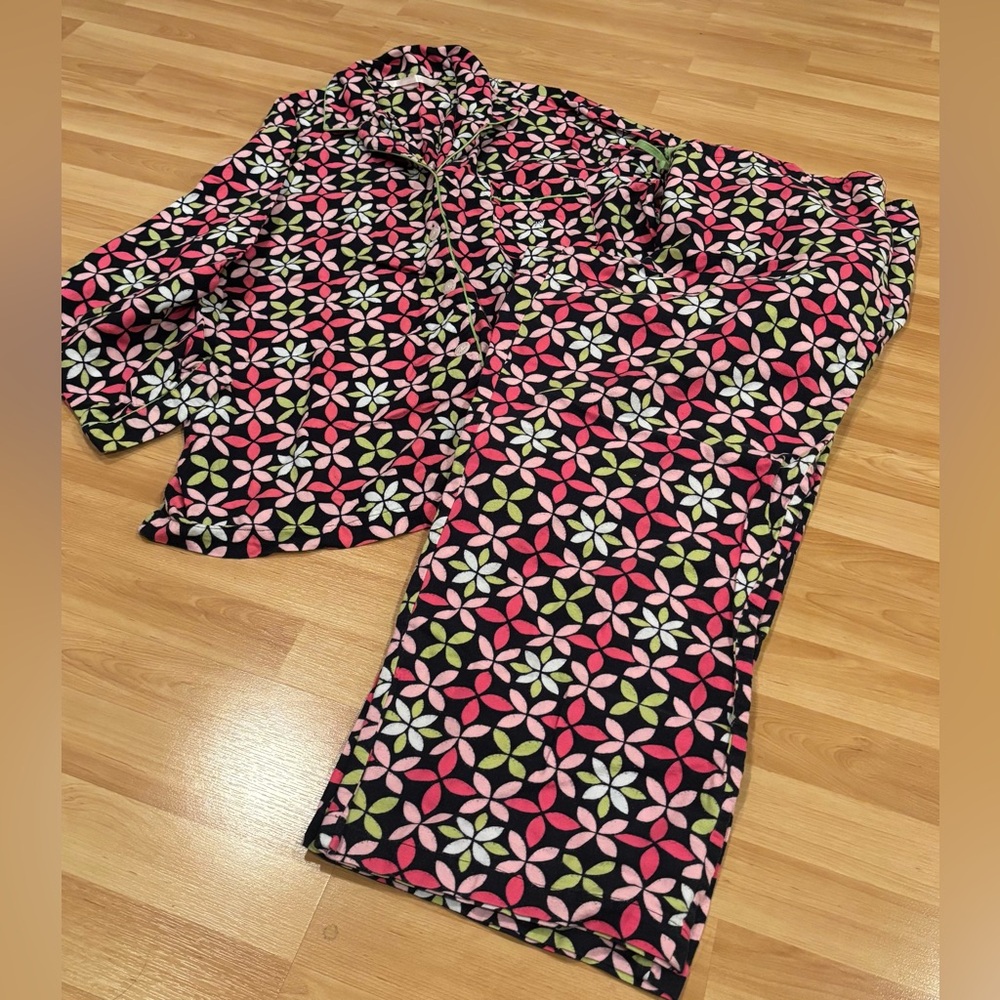 Victoria's Secret Y2K VTG Pink and Green Leaf Pattern Pajamas